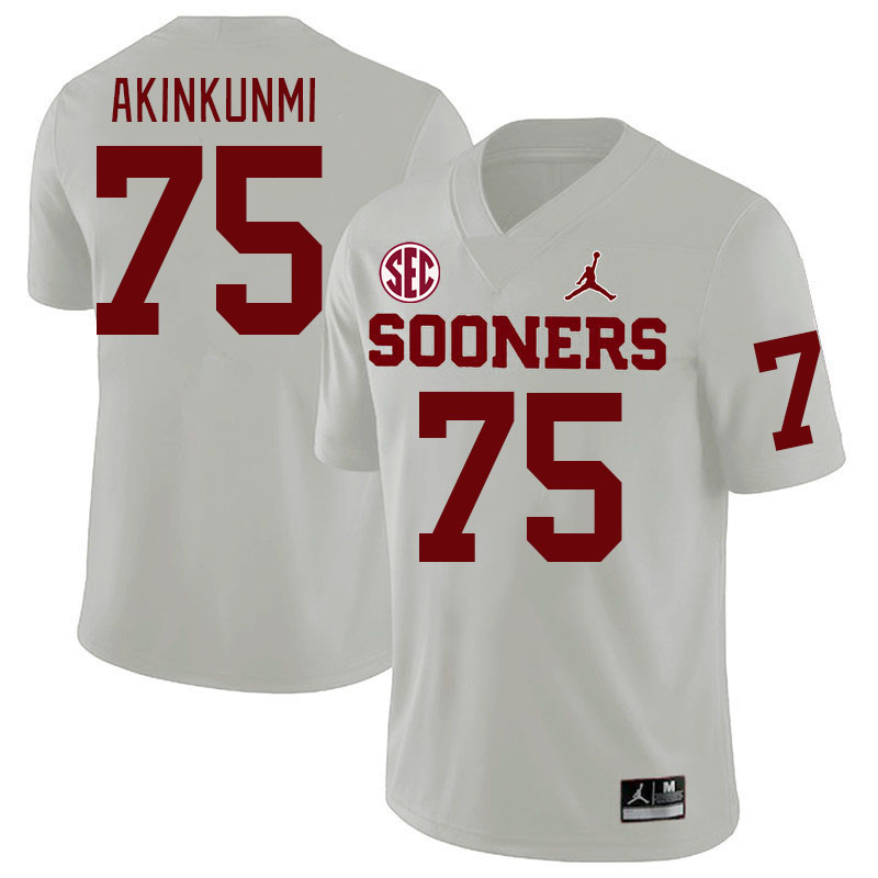 #75 Daniel Akinkunmi Oklahoma Sooners 2024 SEC Conference College Football Jerseys-White